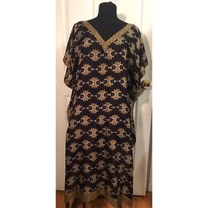 Stevie Howell Luxurious Silk V-Neck Kaftan Robe Dress M/L